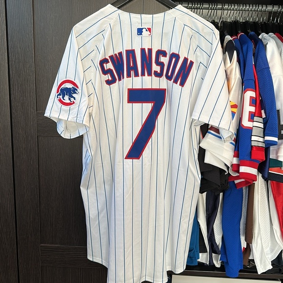 Dansby Swanson Chicago Cubs Nike Home Elite Player Jersey - White - Picture 6 of 7